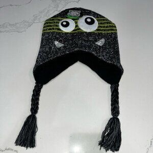 Kids' Black and Green Beanie with Eyes by